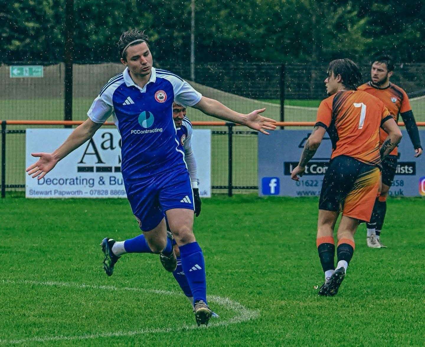 Jake Embery scored a hat-trick in Hythe's 7-3 win at Lordswood. Picture: Ken Medwyn