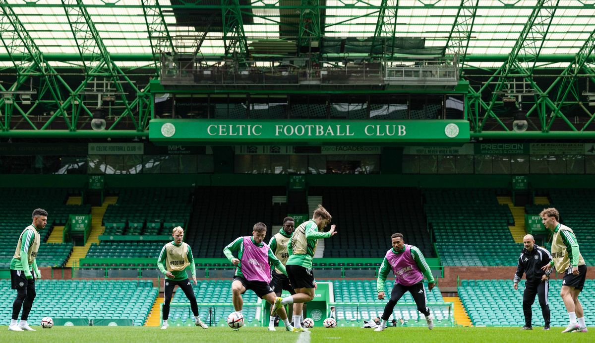 Celtic train at Parkhead before flying out to Lisbon