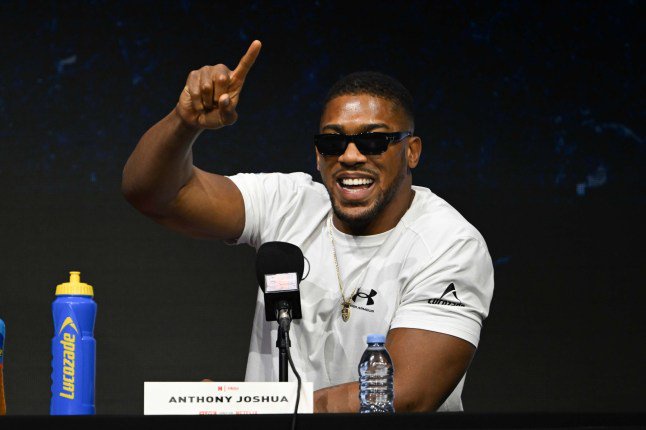 LONDON, UNITED KINGDOM - SEPTEMBER 30: British heavyweight boxers Tyson Fury (not seen) and Anthony Joshua attend a press conference at British Airways ARC, Olympia ahead of their December 11 fight at Principality Stadium in Cardiff, in London, United Kingdom, on September 30, 2026. (Photo by Rasid Necati Aslim/Anadolu via Getty Images)