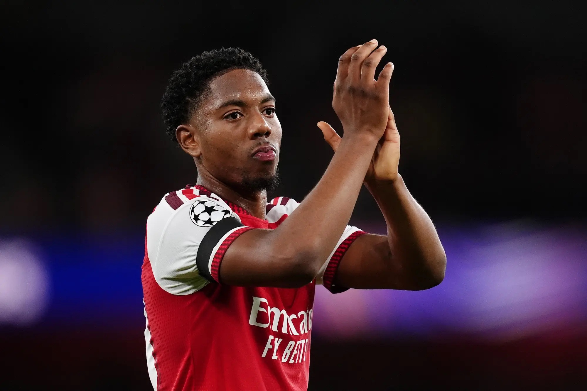 Arsenal's Myles Lewis-Skelly after the UEFA Champions League, league phase match at the Emirates Stadium.