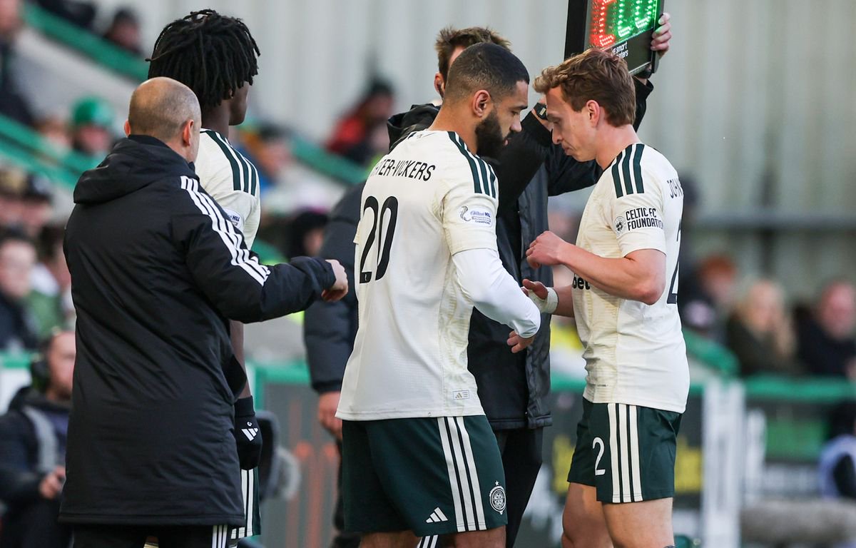 Celtic's Alistair Johnston is replaced by Cameron Carter-Vickers 