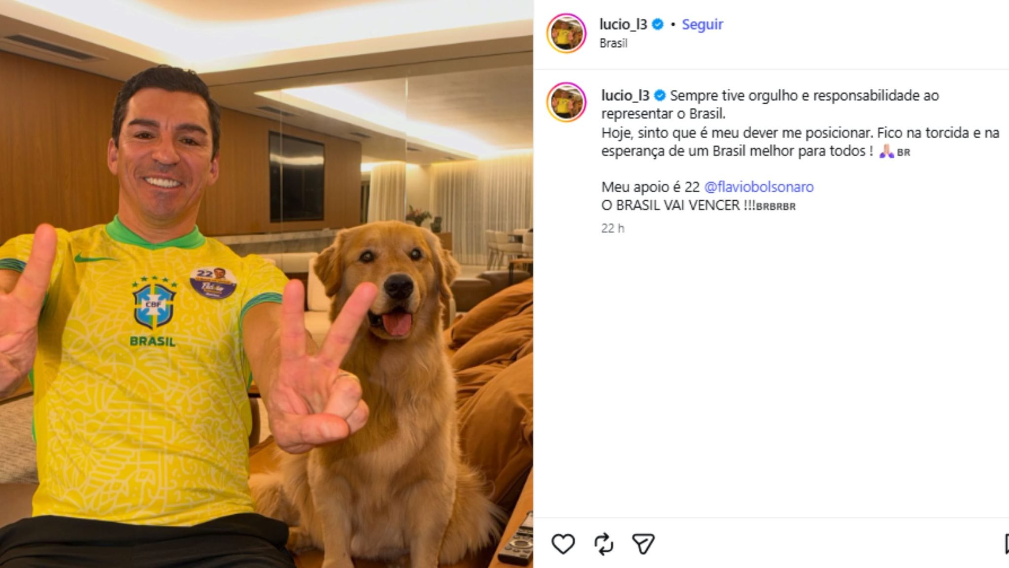 Apoio de Lúcio também repercutiu no InstagramFoto: Instagram/Reprodução/ND Mais