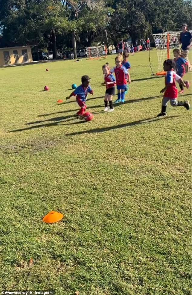 Viral footage showed three-year-old Nevada dribbling and scoring against opponents