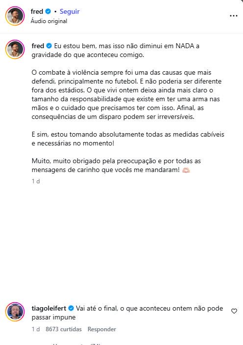 Post do Tiago Leifert e Fred Bruno