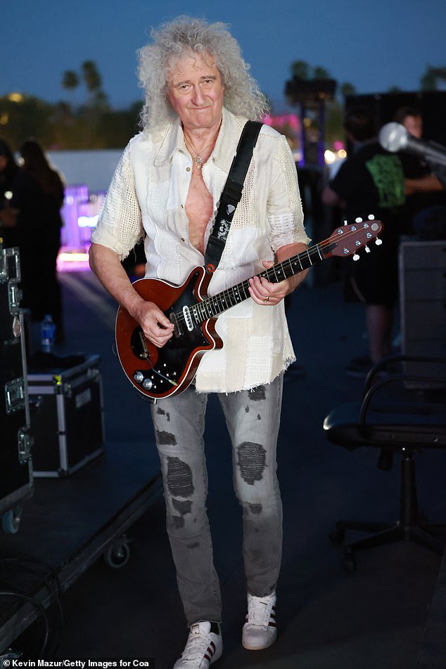 Brian May performs with Benson Boone at Coachella following his stroke