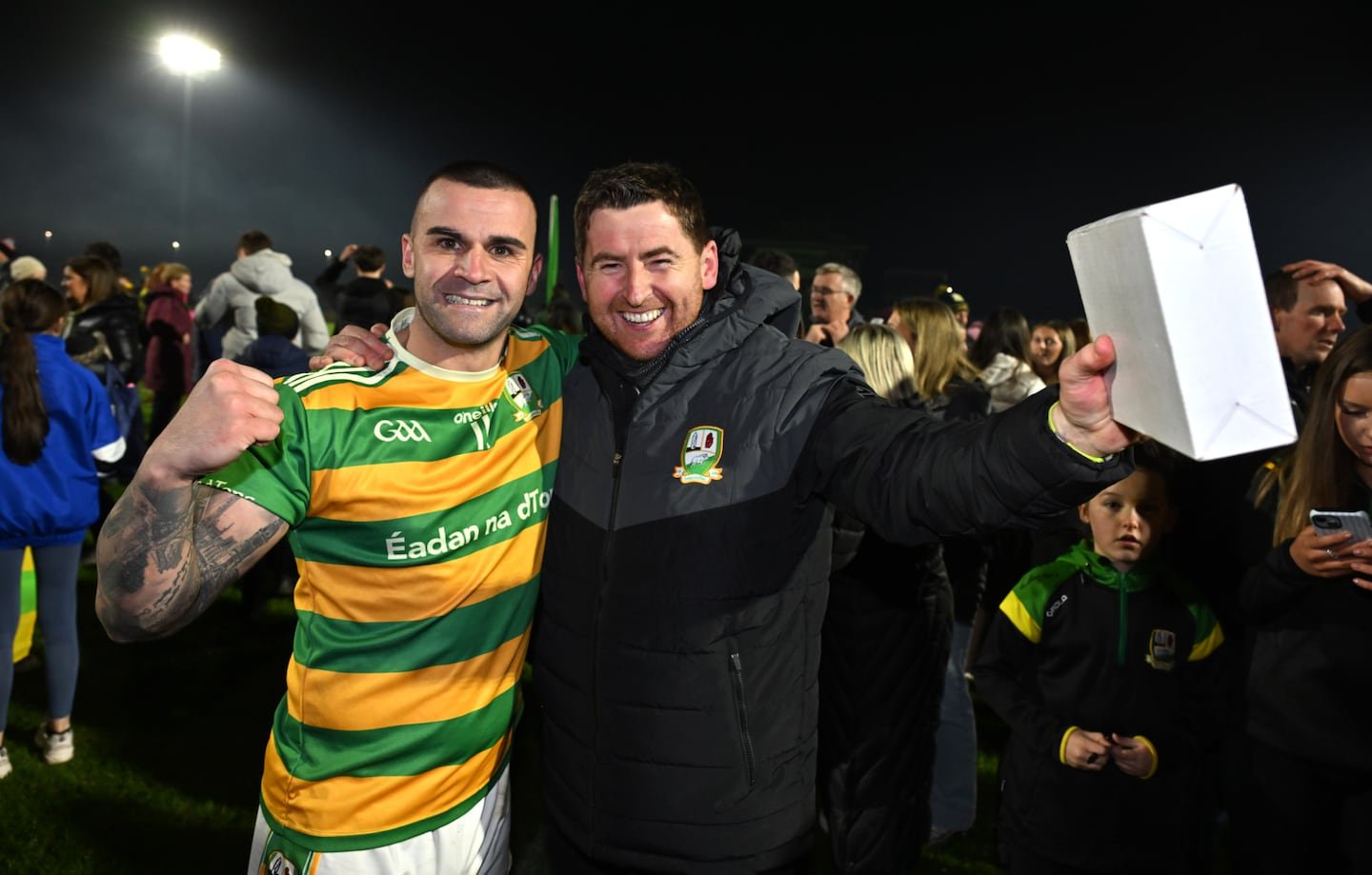 Edendork captain Conor Mallon and coach Conleith Gilligan
PICTURE: Oliver McVeigh