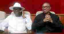 Labour Party (LP) chairman, Julius Abure (left), with the party's 2023 presidential candidate, Peter Obi (right) [Premium Times]