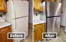 If Your Old Appliances Are Still Working Hard, Simply Give Them A Facelift With Some Nickel Peel And Stick Wallpaper 