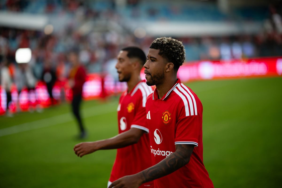 Andrey Santos of Manchester United walks off the pitch after the pre-season friendly match between Paris Saint-Germain and Manchester United at Parc des Princes
