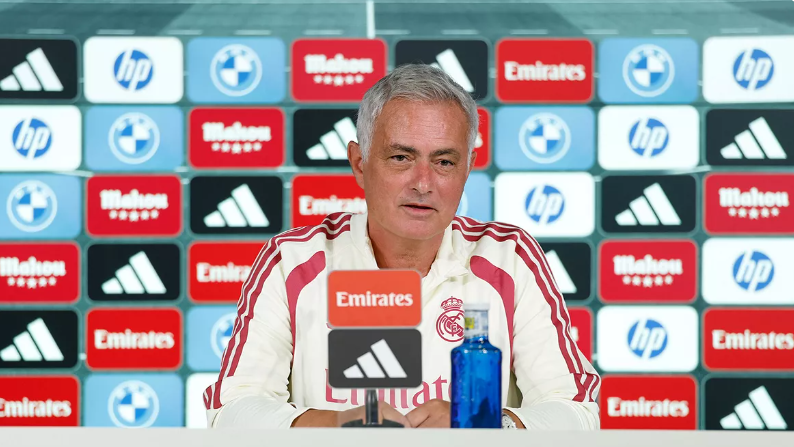 Real Madrid manager Jose Mourinho in a press conference on Saturday, August 29, 2026 ahead of Malaga test on Sunday, August 30, 2026. PHOTO/https://www.realmadrid.com