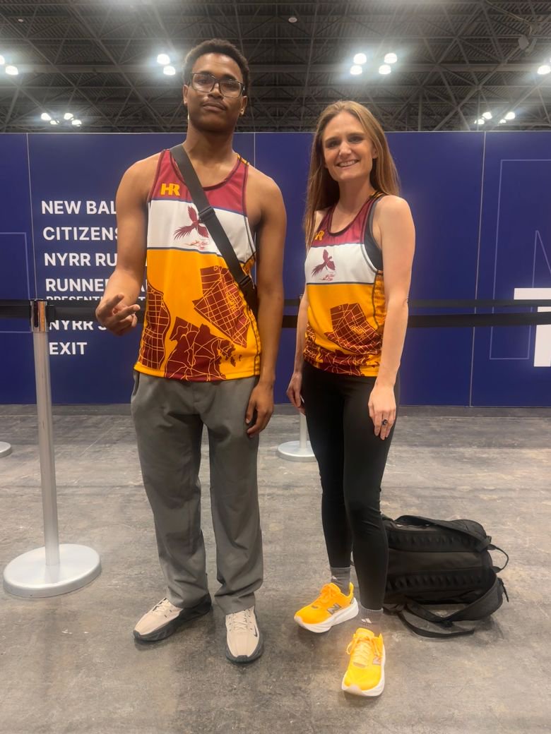 Runner Dwayne Ferguson (left) is seen with his mentor, Next PAGE founder Emily Palmer.