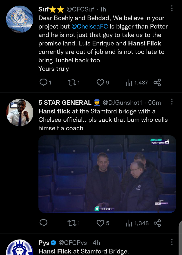 What fans are saying about Hansi Flick after the Ex-Bayern coach was spotted at Stamford Bridge