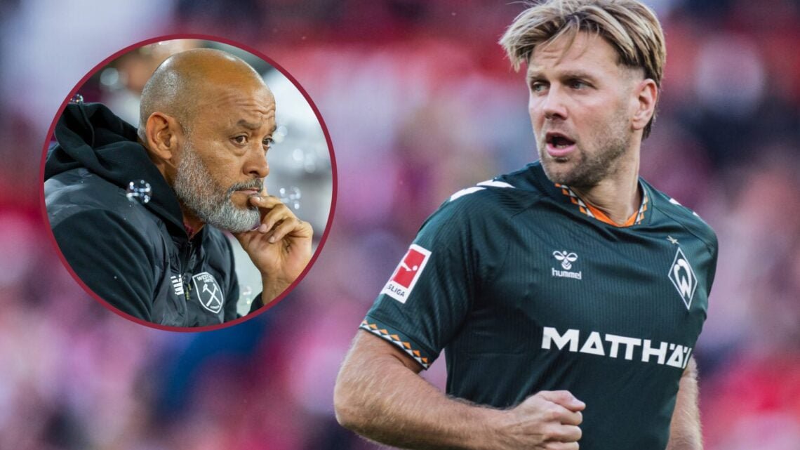 West Ham-owned striker Niclas Fullkrug on loan at Werder Bremen and, inset, Nuno Espirito Santo