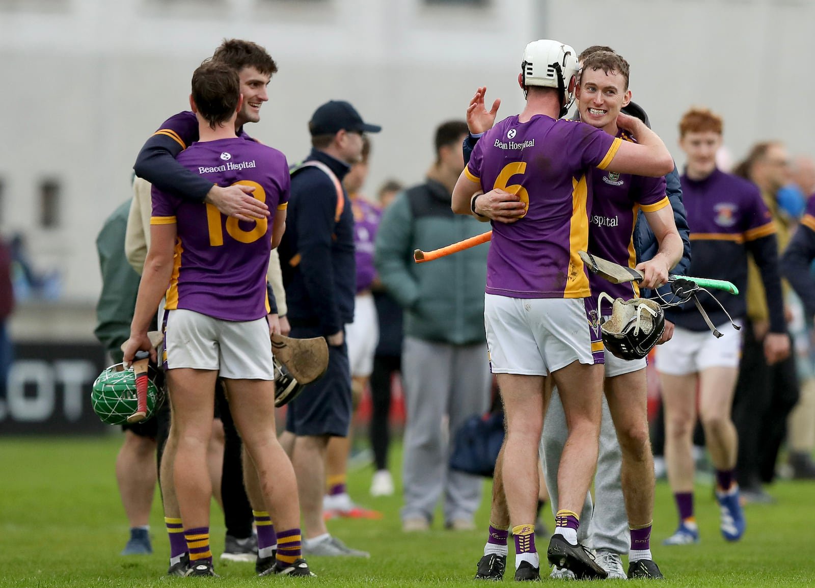 Kilmacud Crokes players celebrate after their win over Lucan Sarsfields in the Dublin SFC semi-final at Parnell Park last Sunday. Photograph: Ken Sutton/Inpho