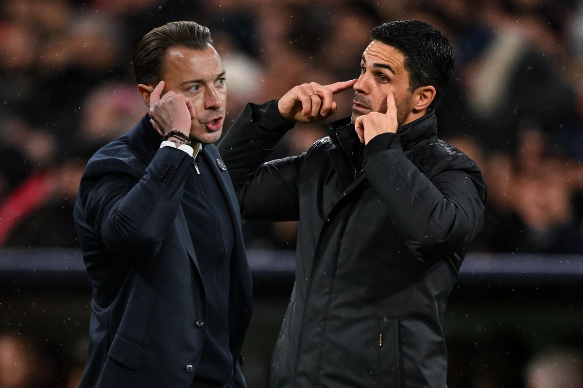 Newcastle United head coach Matthias Jaissle (left) and Arsenal boss Mikel Arteta