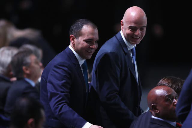 Jordan FA chief Prince Ali bin Hussein (left) opposes Gianni Infantino