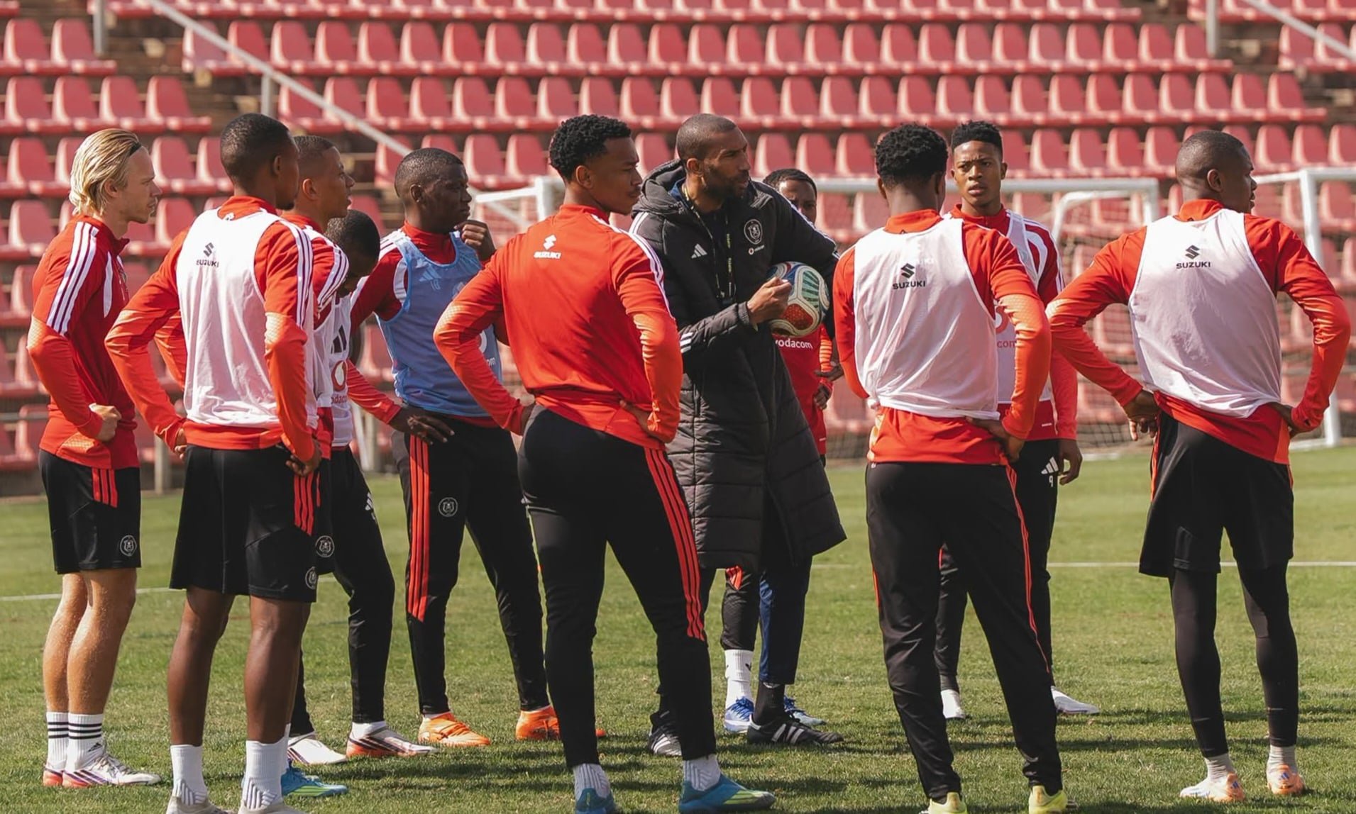 Orlando Pirates players during their training session at Rand Stadium