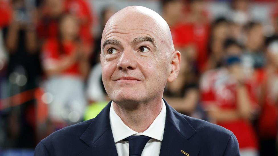 Gianni Infantino looking upwards to his right