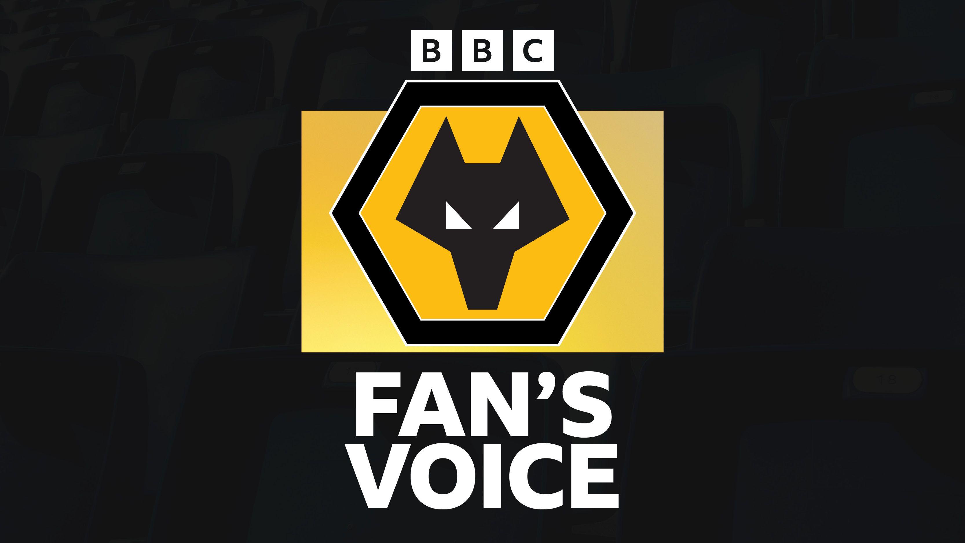 A black banner with 'Fan's Voice' written across in white lettering next to the Wolverhampton Wanderers club badge