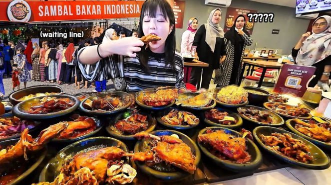 YouTuber cantik Korea Selatan, Tzuyang mukbang 28 menu Sambal Bakar Indonesia
