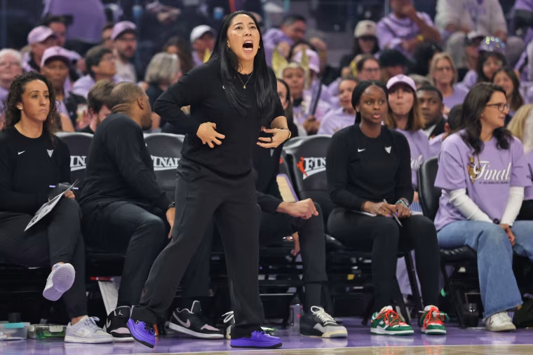 Head coach Natalie Nakase of the Golden State Valkyries during game five of the WNBA Finals against the Atlanta Dream.