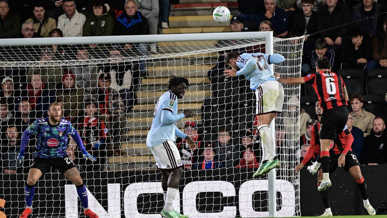 Leon Goretzka vergab beim Aus von Aston Villa gegen Bournemouth eine Kopfballchance