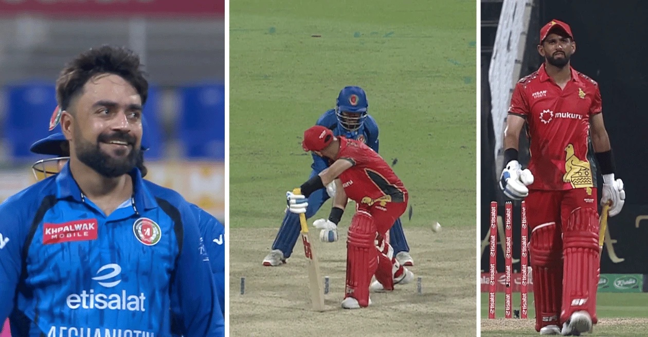 WATCH: Rashid Khan cleans up Sikandar Raza with a ripper in Afghanistan’s 158-run win over Zimbabwe