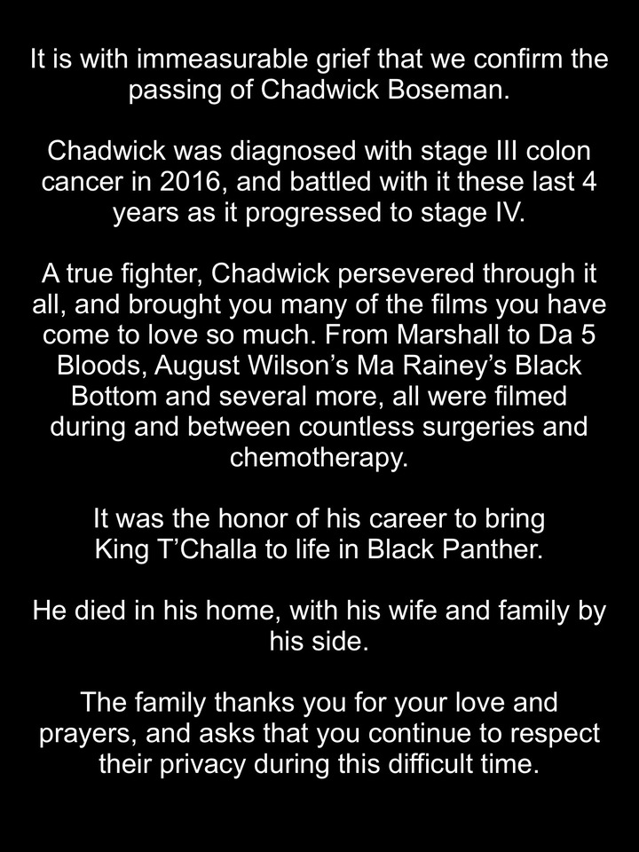 Heaven Is Full Celebrities All Over The World React To The Death Of Chadwick Boseman Opera News
