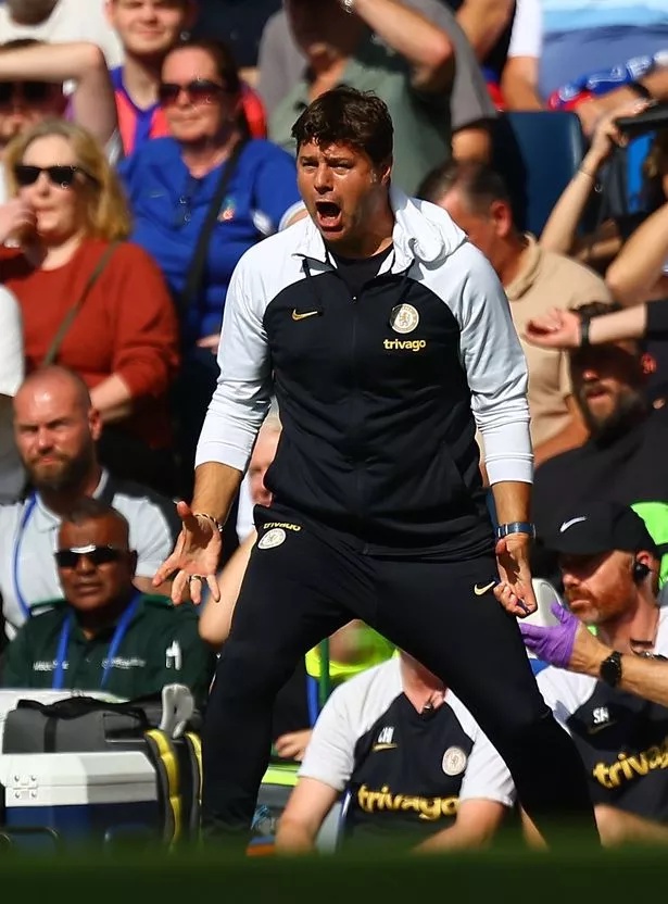 Mauricio Pochettino head coach of Chelsea reacts