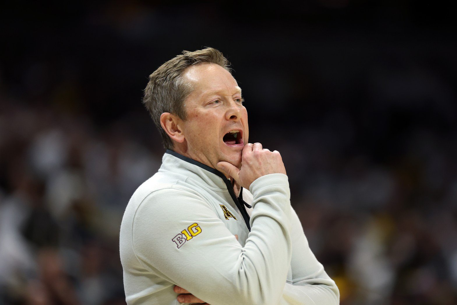 COLUMBIA, MISSOURI - NOVEMBER 12: Niko Medved of the Minnesota Golden Gophers watches from the bench during the game between the Minnesota Golden Gophers and the Missouri Tigers at Mizzou Arena on November 12, 2025 in Columbia, Missouri. (Photo by Jamie Squire/Getty Images)