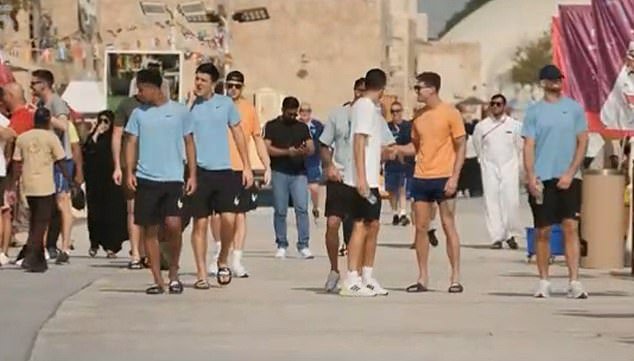 The players were made to wait for Phillips, who poses for photos with fans, as Nick Pope and Aaron Ramsdale walked slower