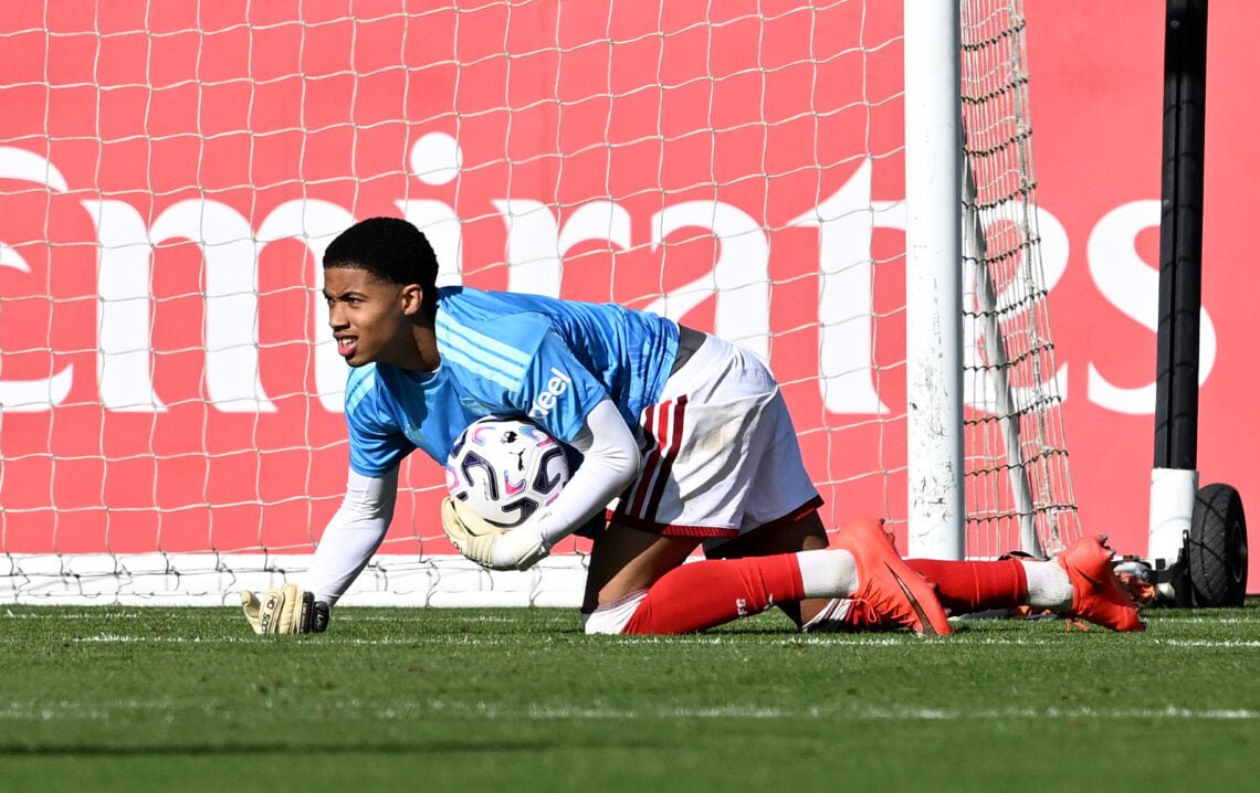 Emerson Nwaneri in goal for Arsenal U18s vs Tottenham Hotspur U18s