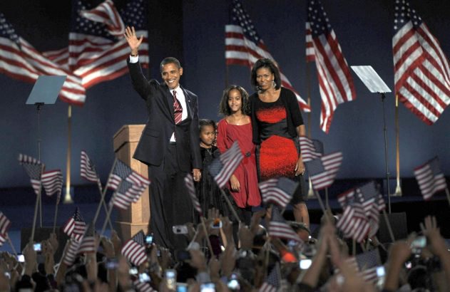La famille Obama lors de l'investiture du 44e président des États-Unis, Barack Obama