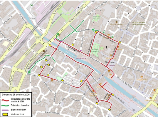 la carte des interdictions de circulation.