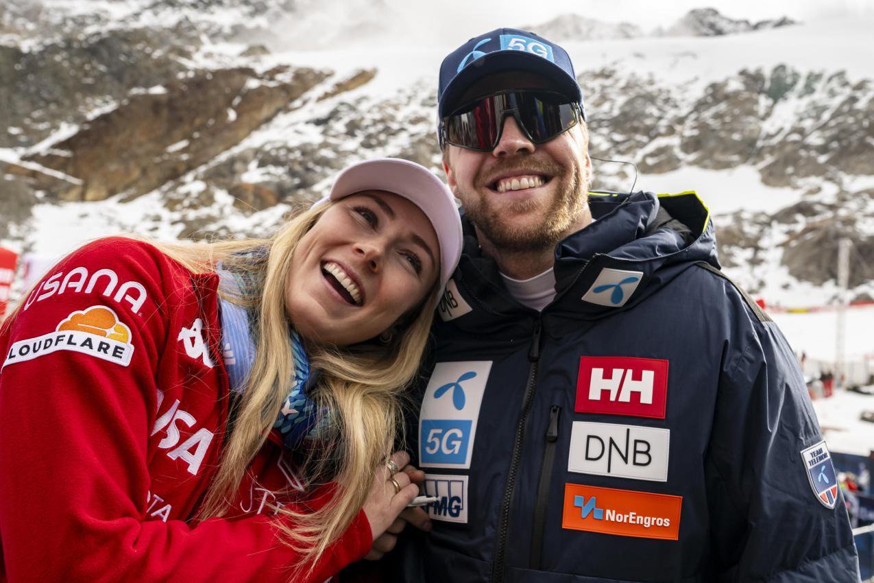 Mikaela Shiffrin und Aleksander Aamodt Kilde sind seit Jahren das Ski-Traumpaar schlechthin. © ANSA / JEAN-CHRISTOPHE BOTT