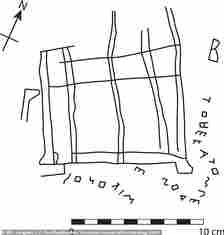 'The structure,' according to the University of Tennessee classics professor who made the discovery, ' is identified by its inscription as "the Hekatompedon" and was produced by an individual named Mikon.' Above, the professor's sketch of Mikon's 2,500-year-old graffiti