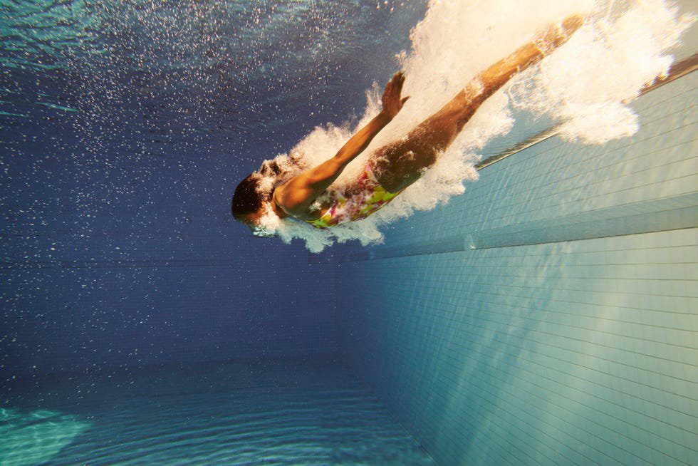 a person swimming in water