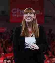 Angela Rayner pictured in front of a sign reading 'Change'