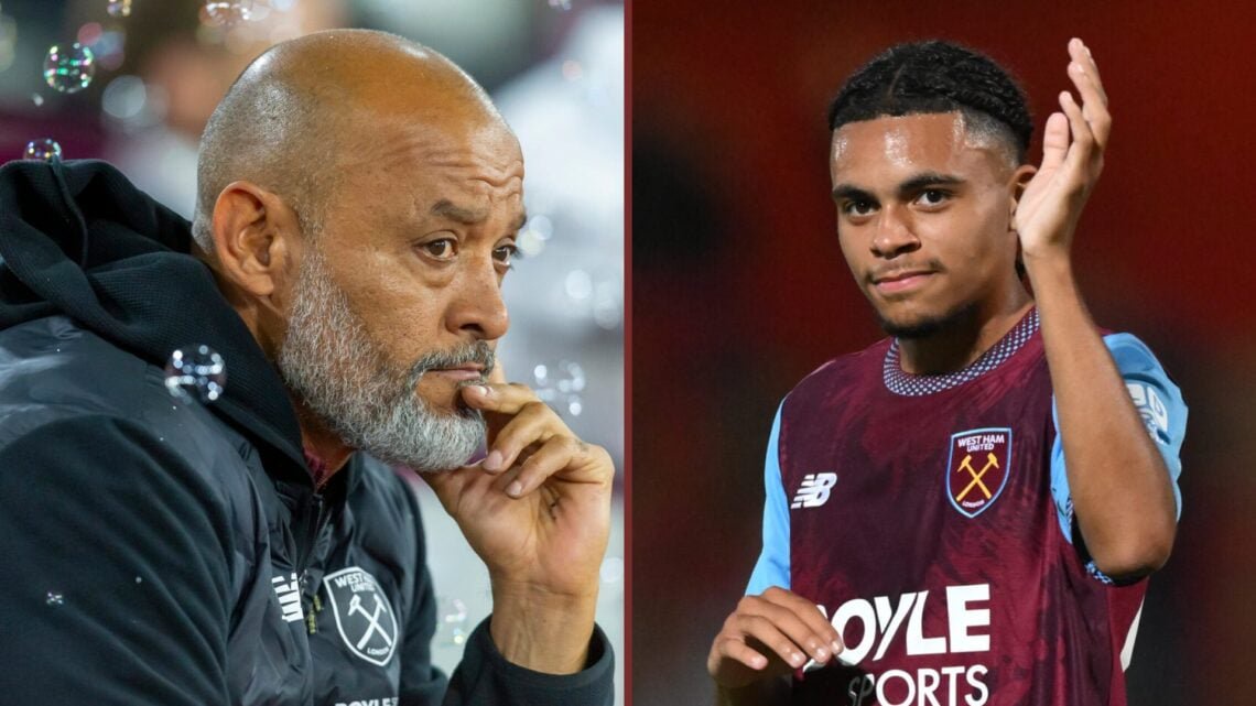 Split image showing West Ham United coach Nuno Espírito Santo and midfielder Preston Fearon