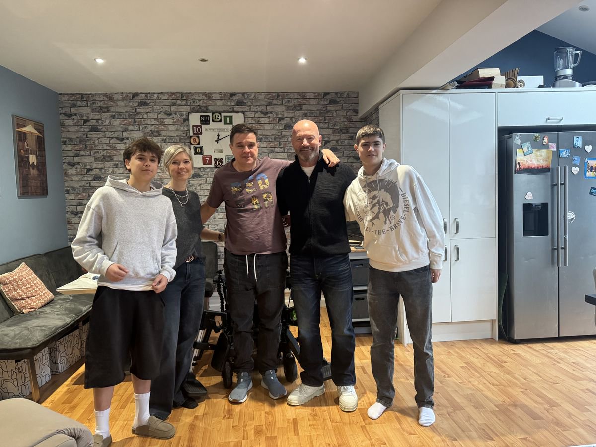 (L-R) Macaulay Dungait, Christina Dungait, Keith Dungait, Alan Shearer, and Ronnie Dungait