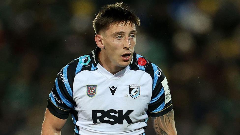 Josh Adams in Cardiff's white jersey
