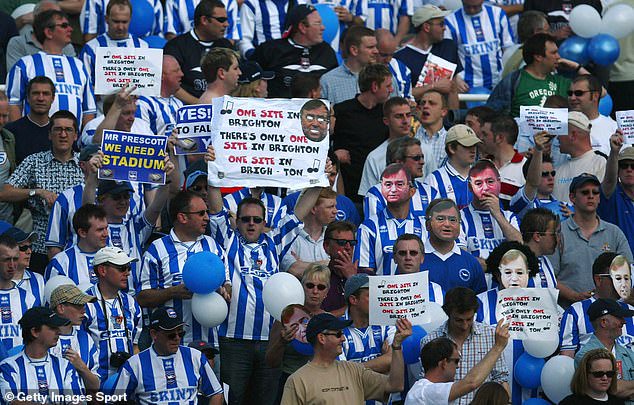 Brighton fans protest about needing a stadium of their own back in 2004