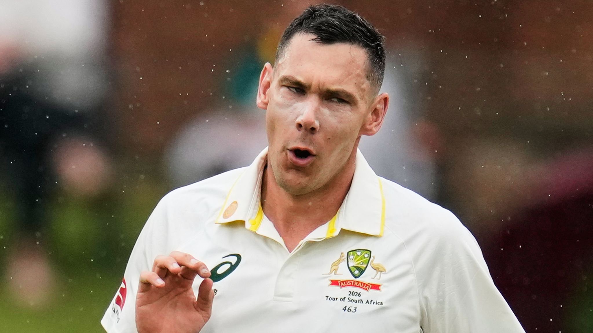 Australia seamer Scott Boland dismissed Aiden Markram and David Bedingham from successive deliveries as South Africa closed on 20-2 from 12.2 overs