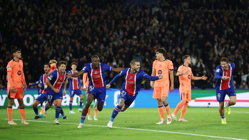 Lucas Hernandez scored the second goal for PSG in the match against Barcelona. (REUTERS)