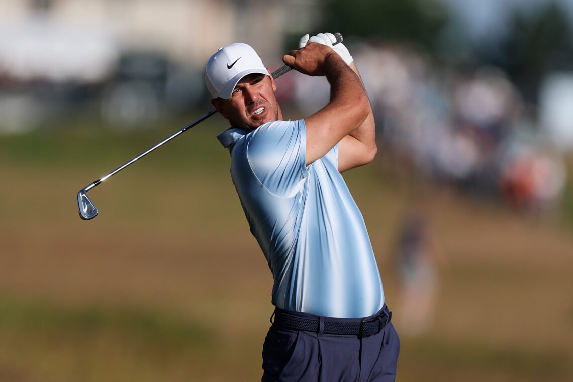 Brooks Koepka hits his approach on the 10th hole at The Renaissance Club during the first round of the Scottish Open