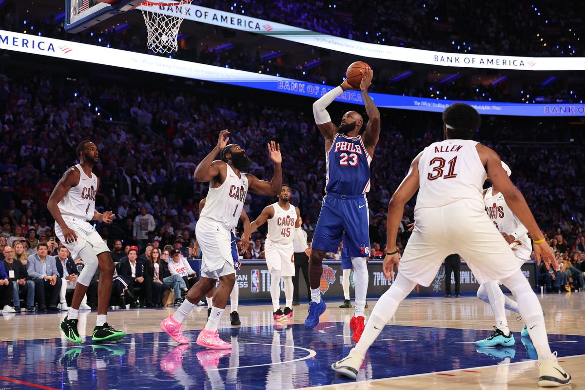 LeBron James shoots the ball against the Cavs