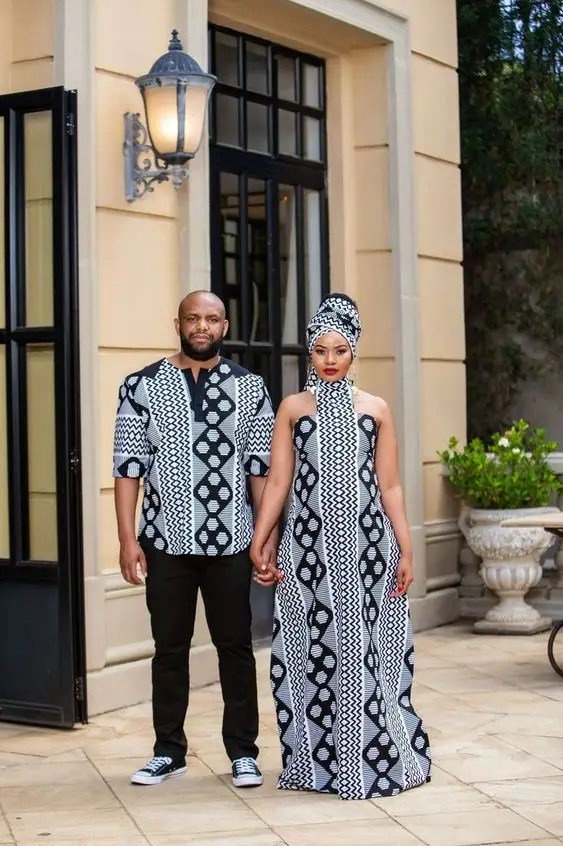 A couple wearing African traitional dresses