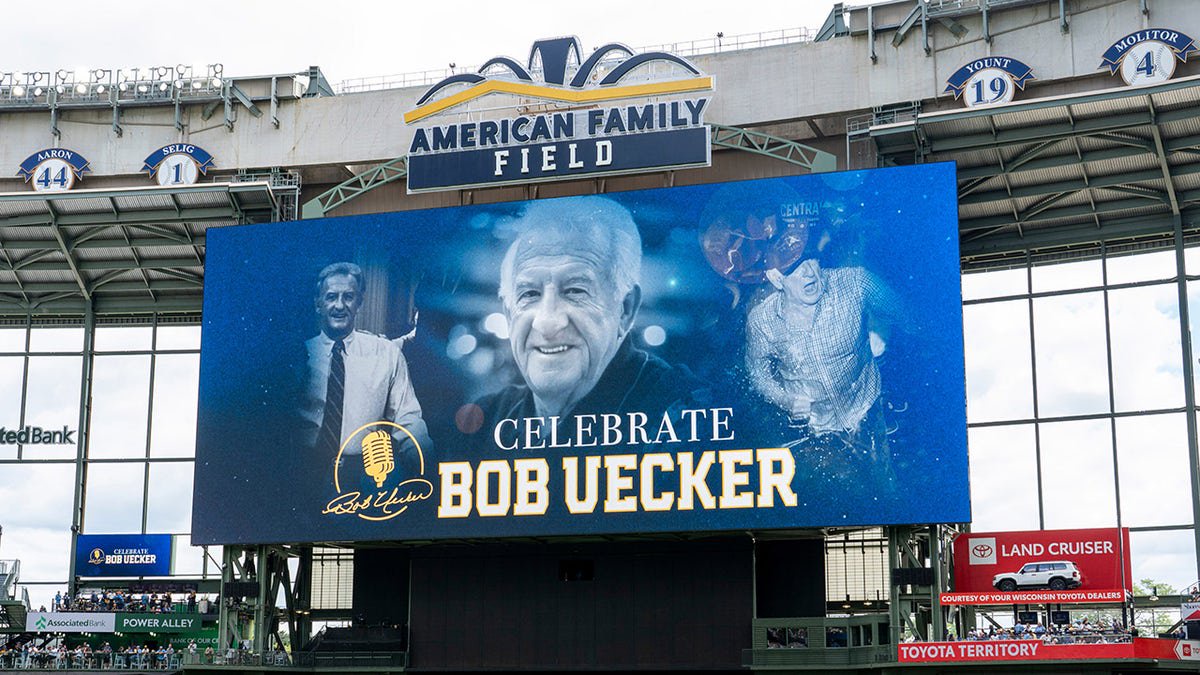 Bob Uecker tribute on Jumbotron