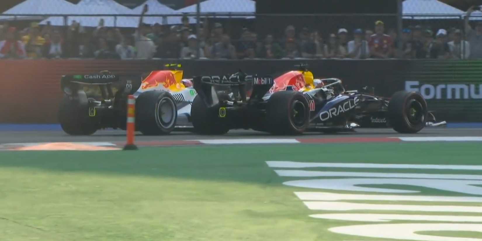 Max Verstappen and Liam Lawson collision