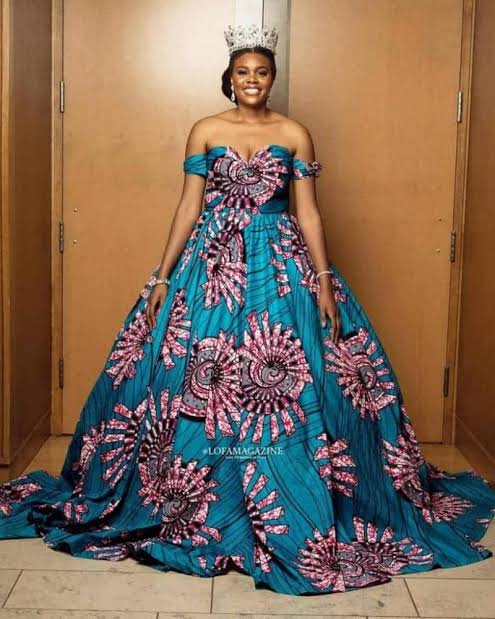 ankara long flared gown